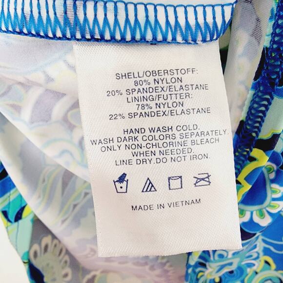 Lands' End Blue Green Paisley Shelf Bra Tankini - Size 2 - Picture 4 of 5